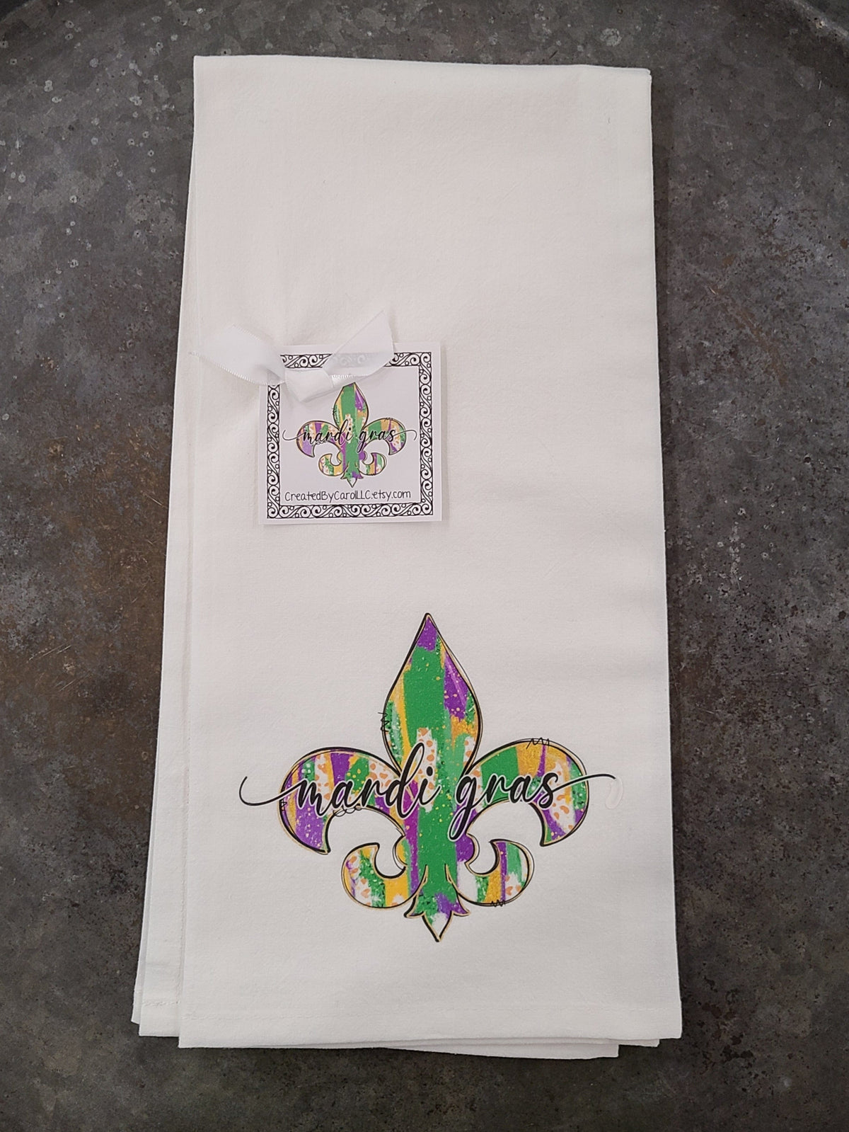 Created by Carol LLC Created by Carol Painted Stripes FDL Mardi Gras Towel - Little Miss Muffin Children & Home