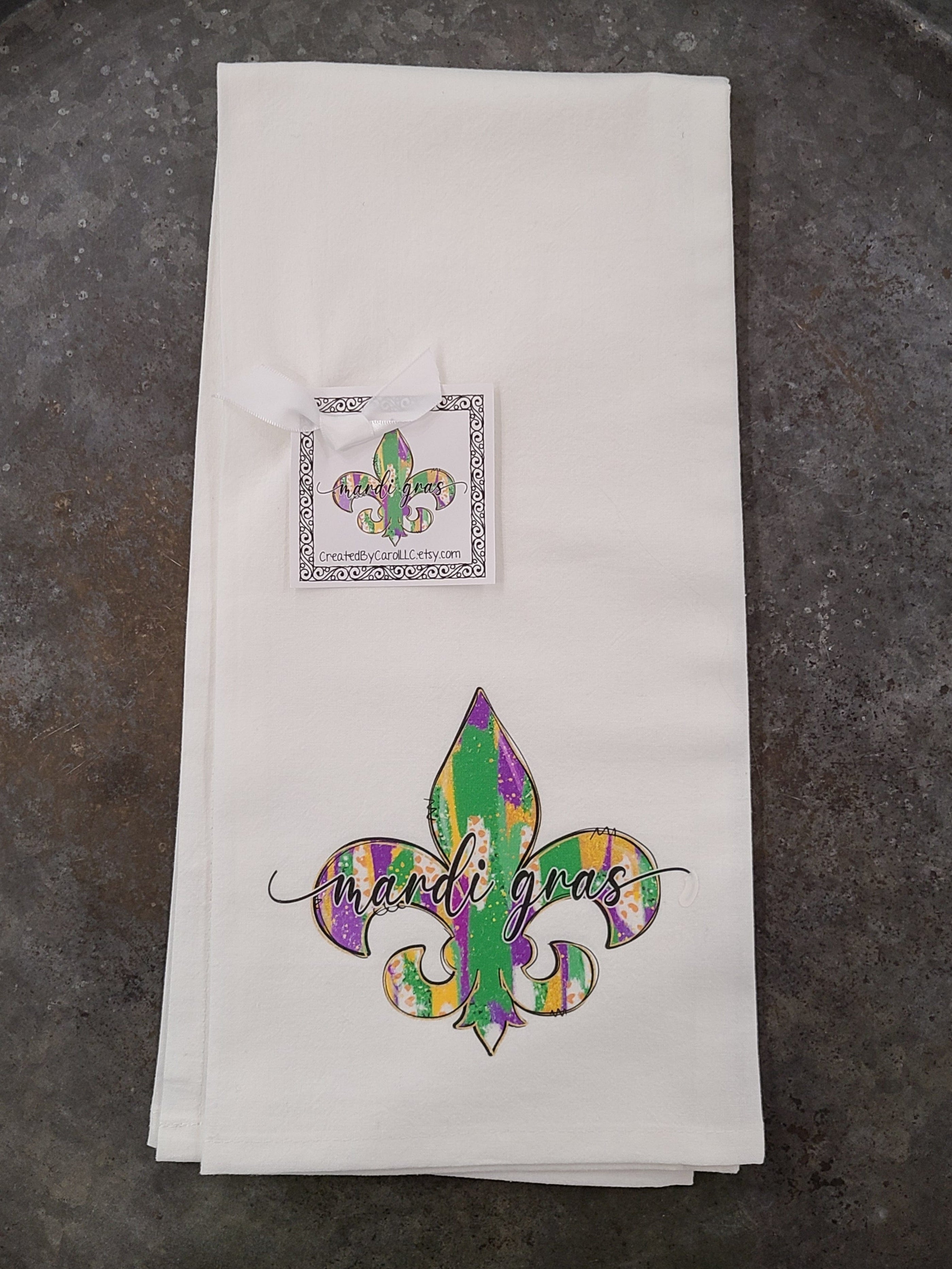 Created by Carol LLC Created by Carol Painted Stripes FDL Mardi Gras Towel - Little Miss Muffin Children & Home