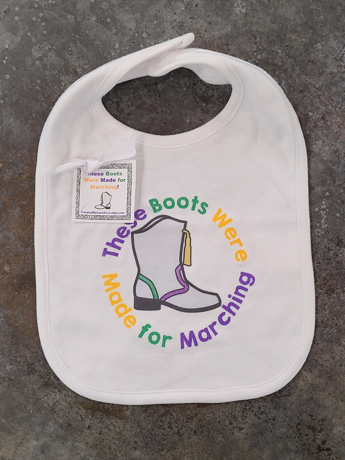Created by Carol LLC Created by Carol These Boots Were Made for Marching Knit Bib - Little Miss Muffin Children & Home