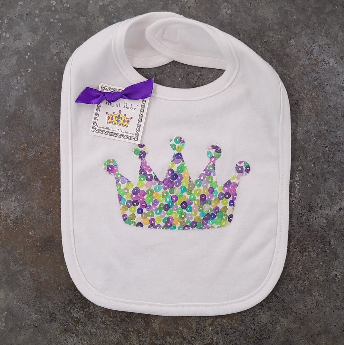 Created by Carol LLC Created by Carol Sequin Crown Knit Bib - Little Miss Muffin Children & Home