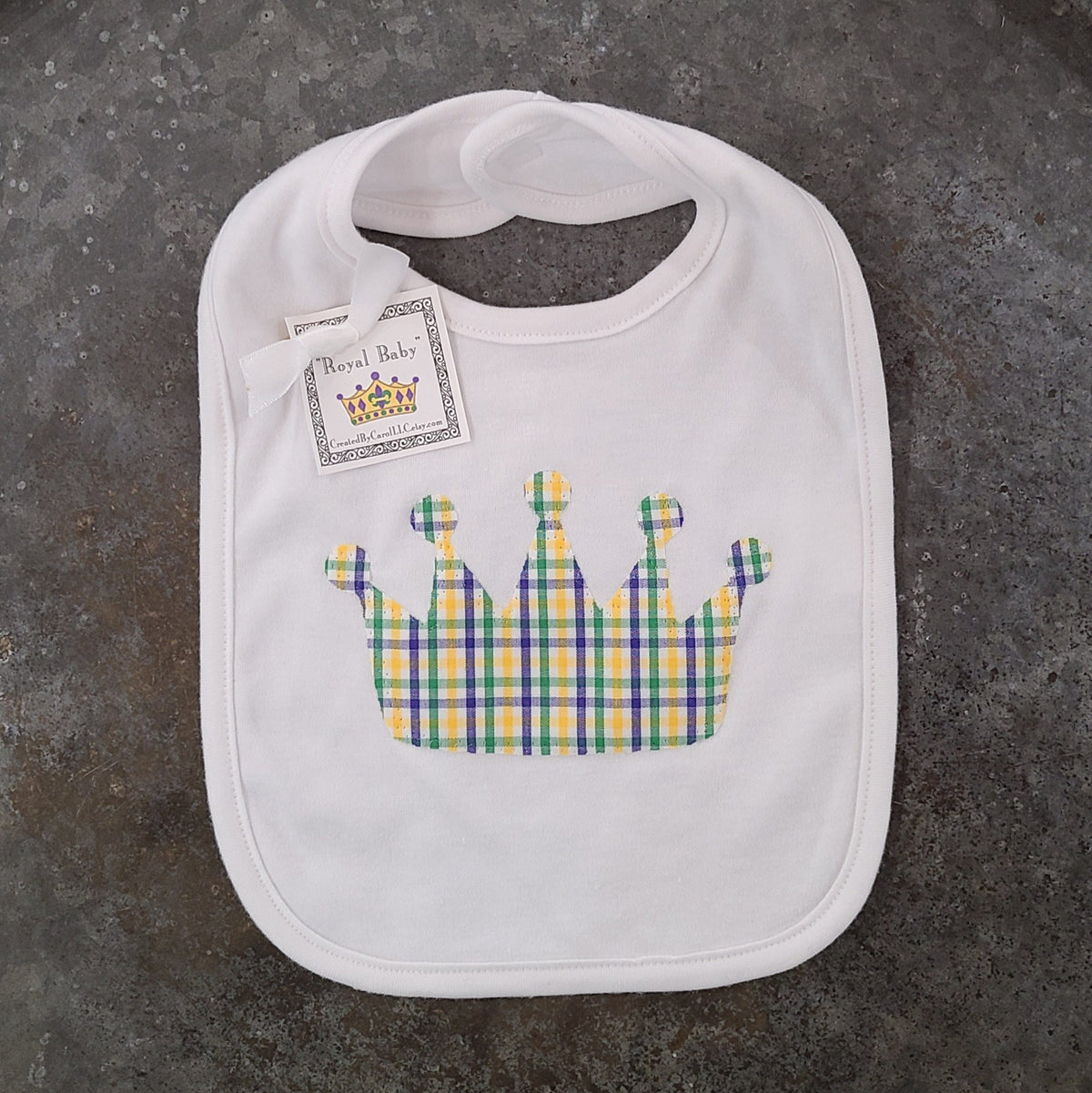 Created by Carol LLC Created by Carol Mardi Gras Plaid Crown Knit Bibs - Little Miss Muffin Children & Home