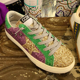 Torn and Trendy Mardi Gras Glitter Star Women's Sneakers