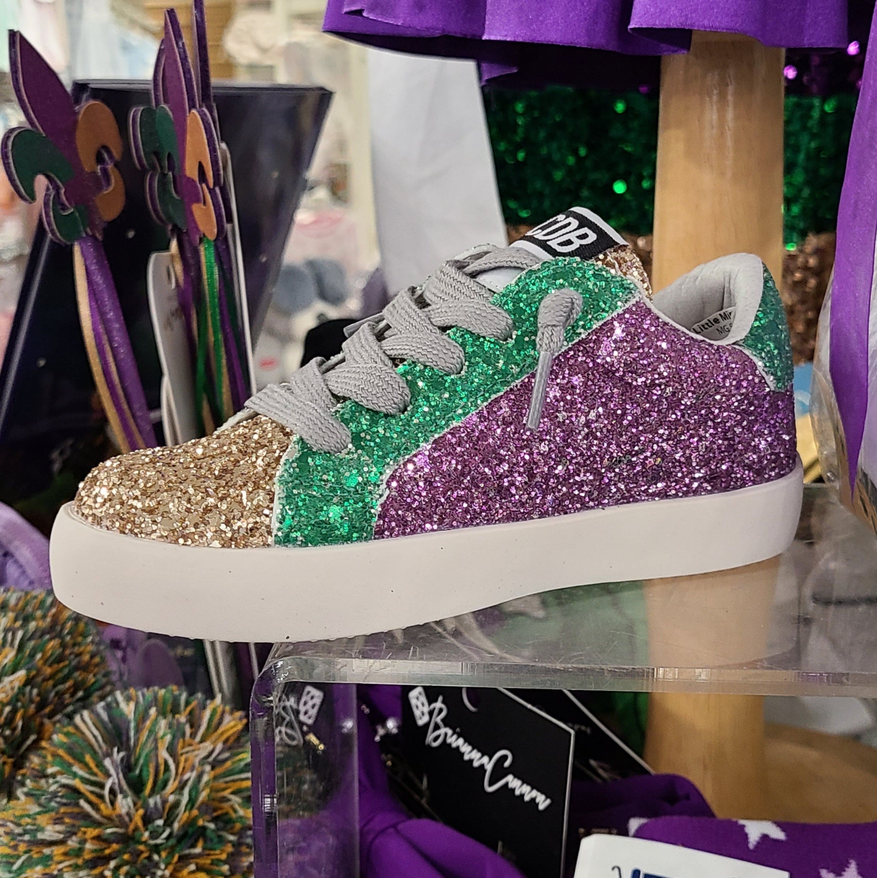 Torn and Trendy Torn and Trendy Mardi Gras Glitter Star Kid's Sneakers - Little Miss Muffin Children & Home