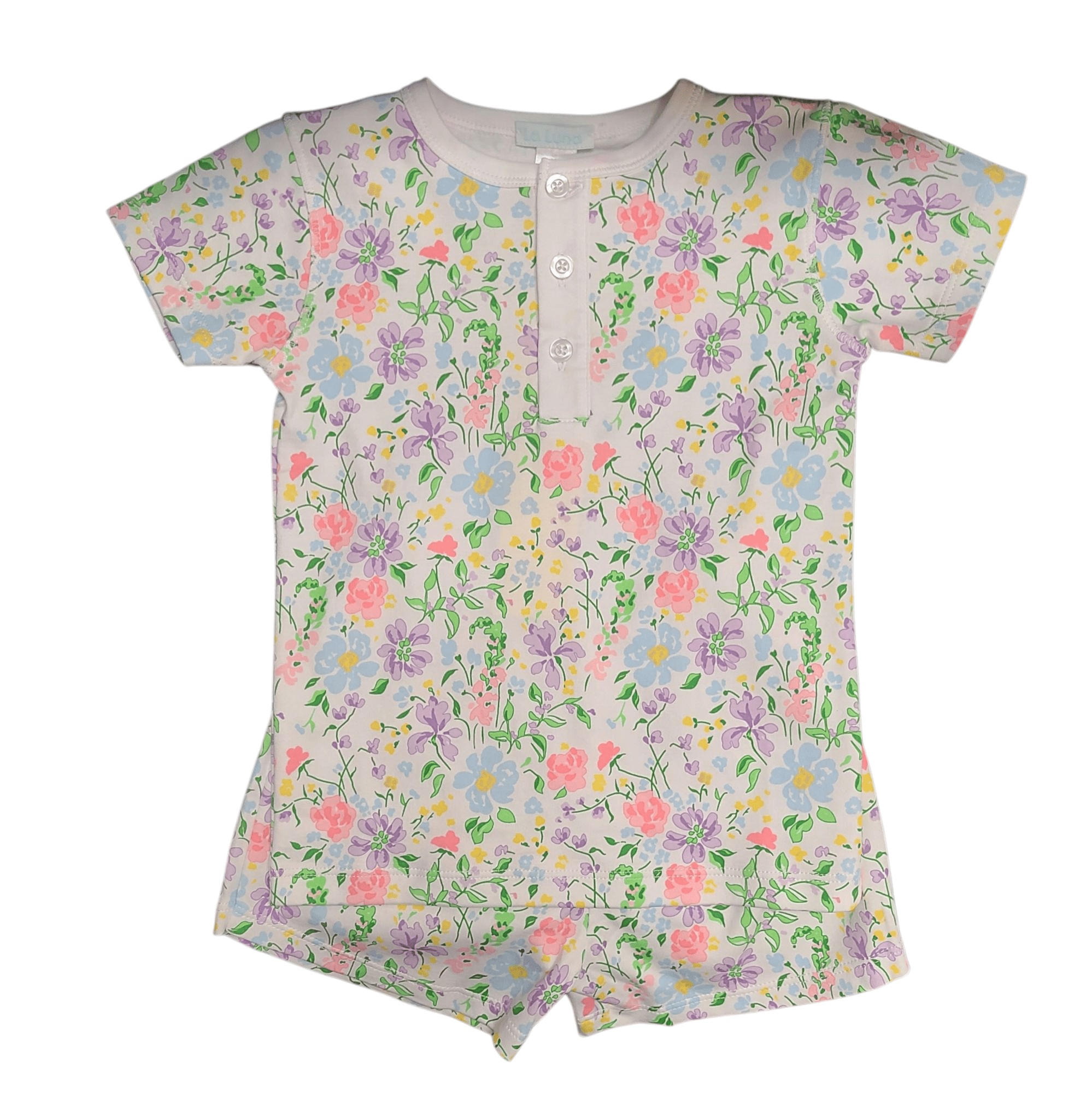 Lulu Bebe Lulu Bebe Floral Short Sleeve Pima PJ Set for Girl - Little Miss Muffin Children & Home