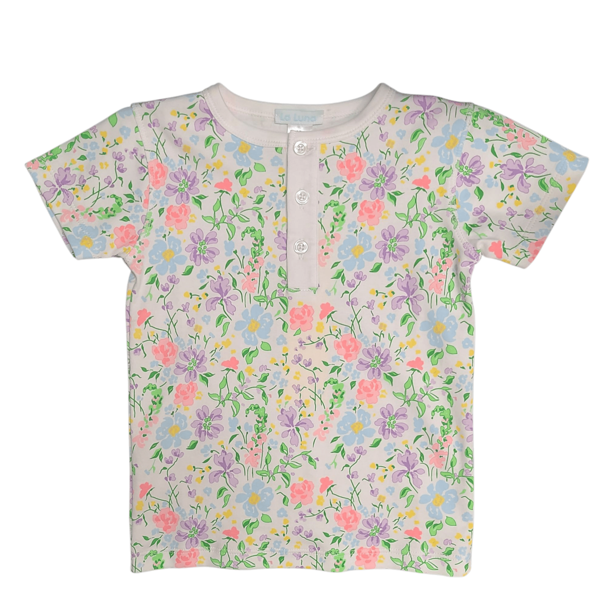 Lulu Bebe Lulu Bebe Floral Short Sleeve Pima PJ Set for Girl - Little Miss Muffin Children & Home