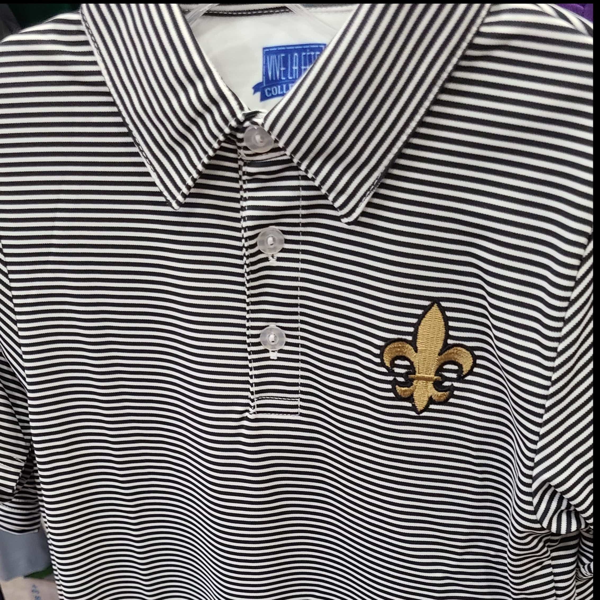 Vive La Fete Striped Polo Fleur de Lis Embroidered Black - Little Miss Muffin Children & Home