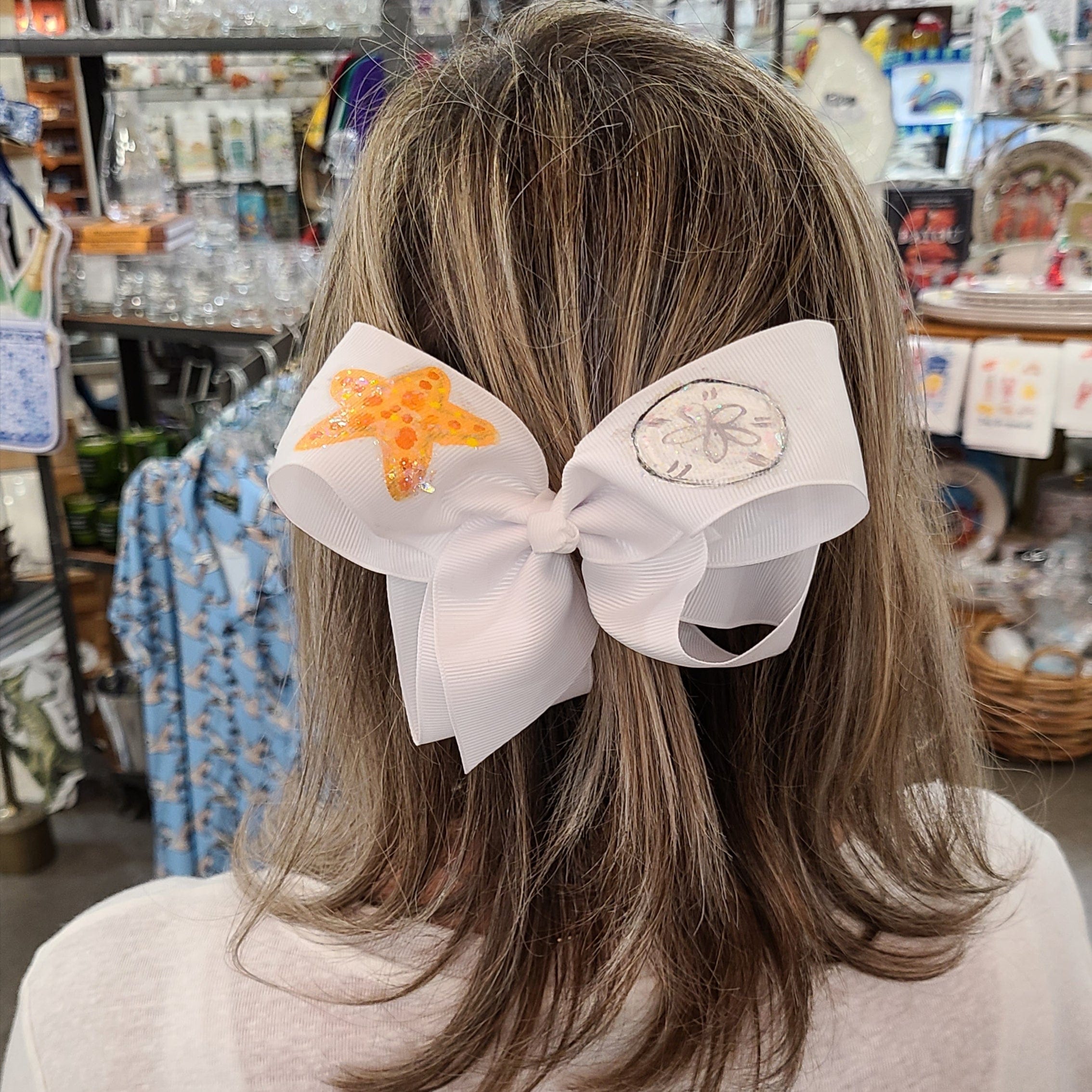 Heidi Davis Bows Starfish/Sand Dollar Hand Painted Bow Double Glitter - Little Miss Muffin Children & Home