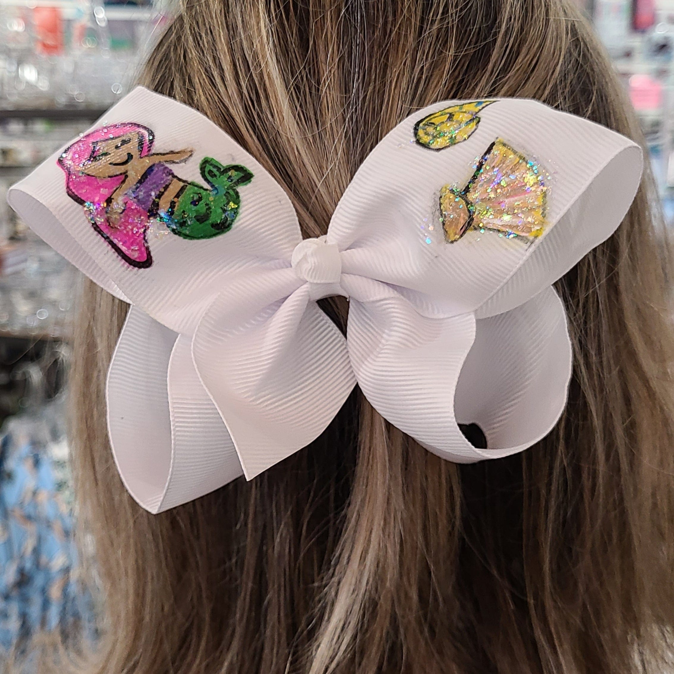 Heidi Davis Bows Mermaid/Shell Hand Painted Bow Double Glitter - Little Miss Muffin Children & Home