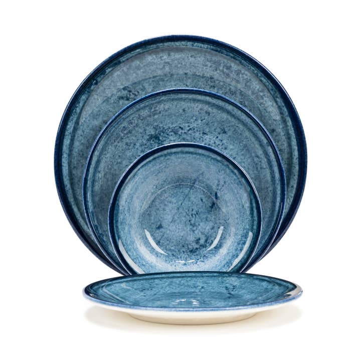Porcelain 4pc Place Setting in Blue Stone