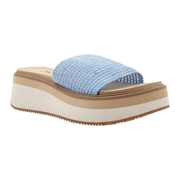 Volatile Raffia Volatile Portobello Woven Raffia Sandal in Light Blue