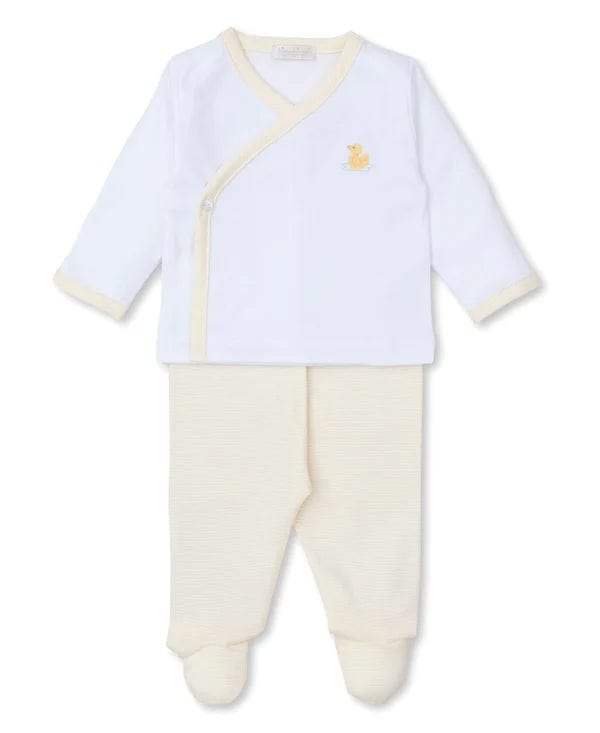 Kissy Kissy Kissy Kissy Footed Pant Set with Hand Embroidered Premier Duckling, White/Yellow - Little Miss Muffin Children & Home
