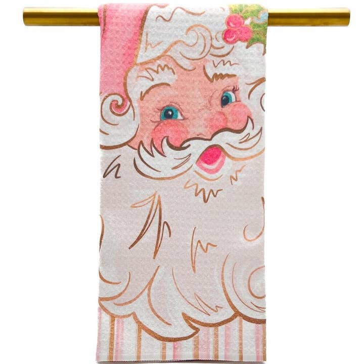 Pretty 'N Pink Santa Tea Towel