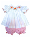Pumpkin Smocked Pink Gingham Bishop Bloomer Set