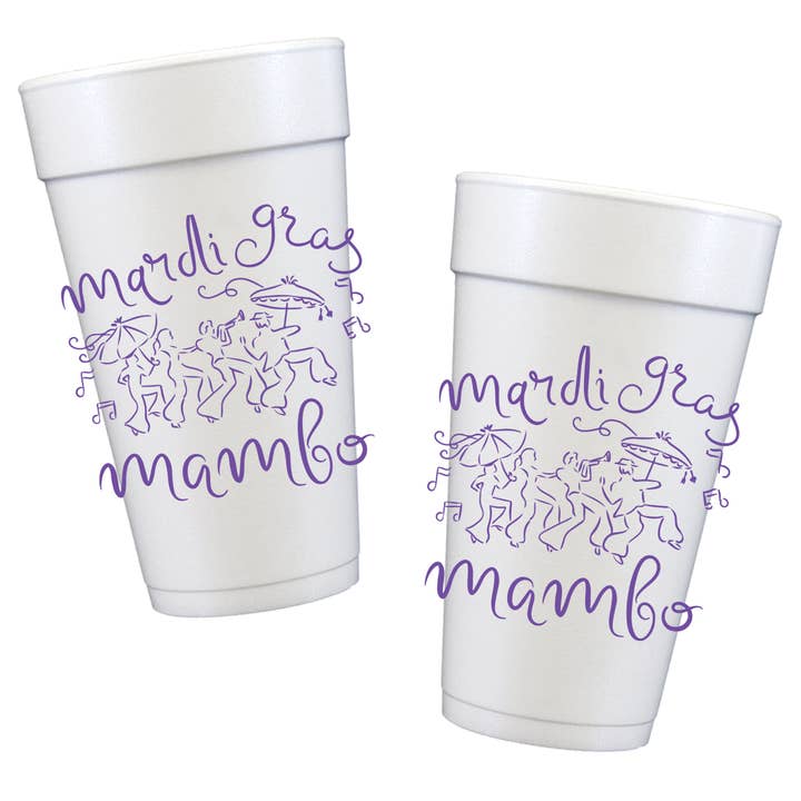 Purple Mardi Gras Mambo Styrofoam Cups