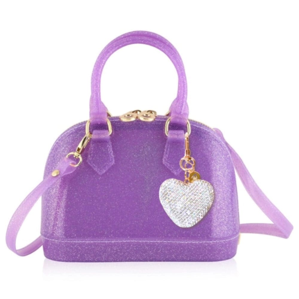 Purple Sparkle Cate Handbag with Clear Heart Charm for girls