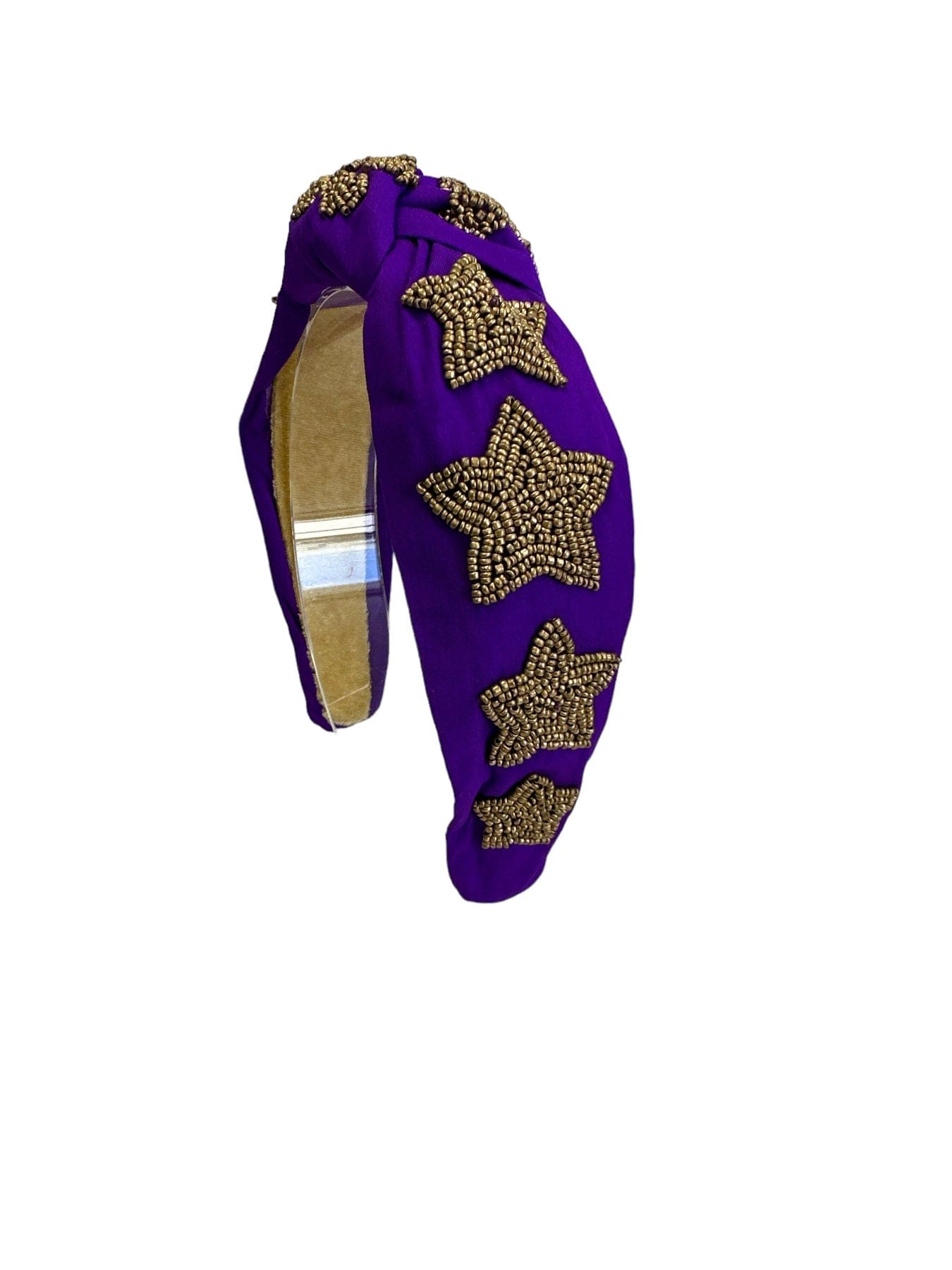 Golden Lily Seed Bead Knot Headband Purple with Gold Star - Little Miss Muffin Children & Home
