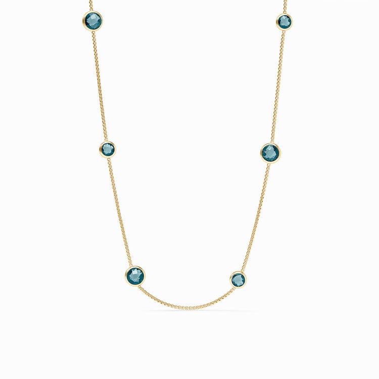 Gold necklace with teal gemstones