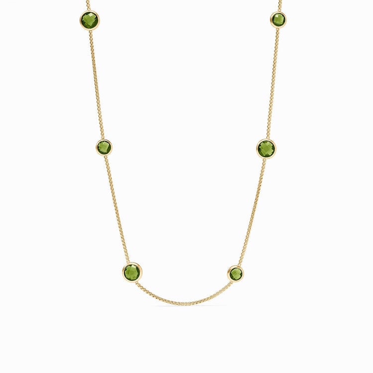 thing gold chain necklace with green pendants