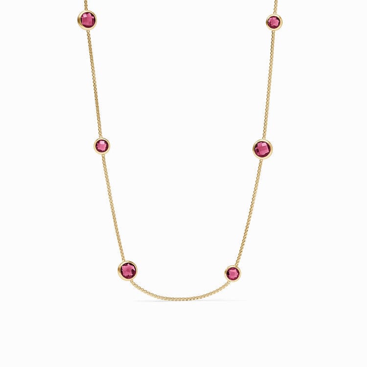 thin chain necklace with pink pendants