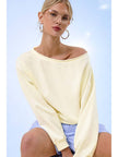 Raw Edge Roll Boat Neck Relaxed Sweatshirt