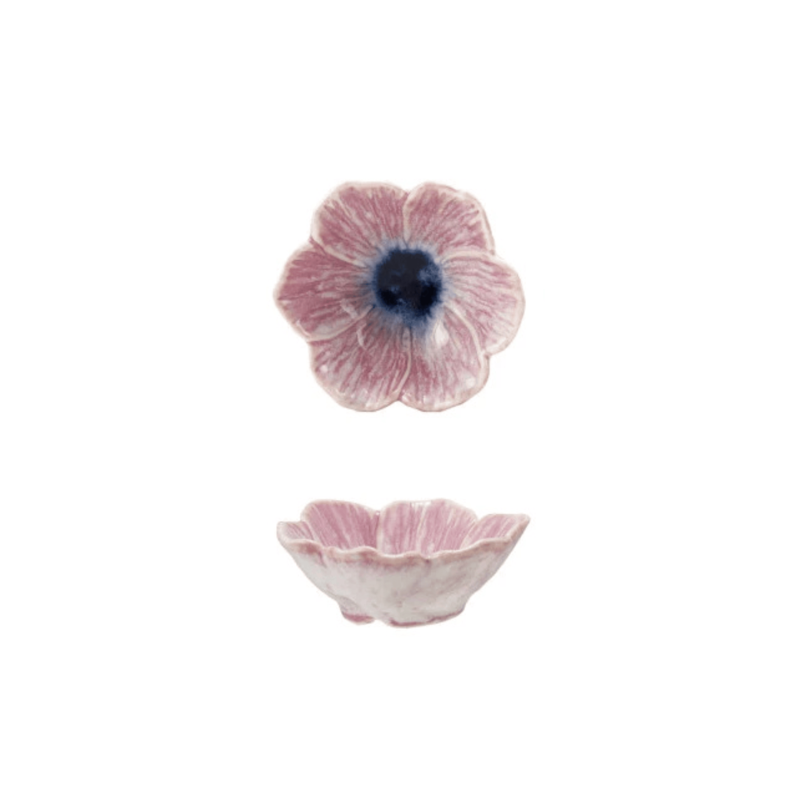 Reactive Glaze Stoneware Flower Shaped Bowl