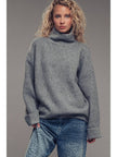 Relaxed Waffle Knit High Neck Sweater