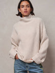 Relaxed Waffle Knit High Neck Sweater