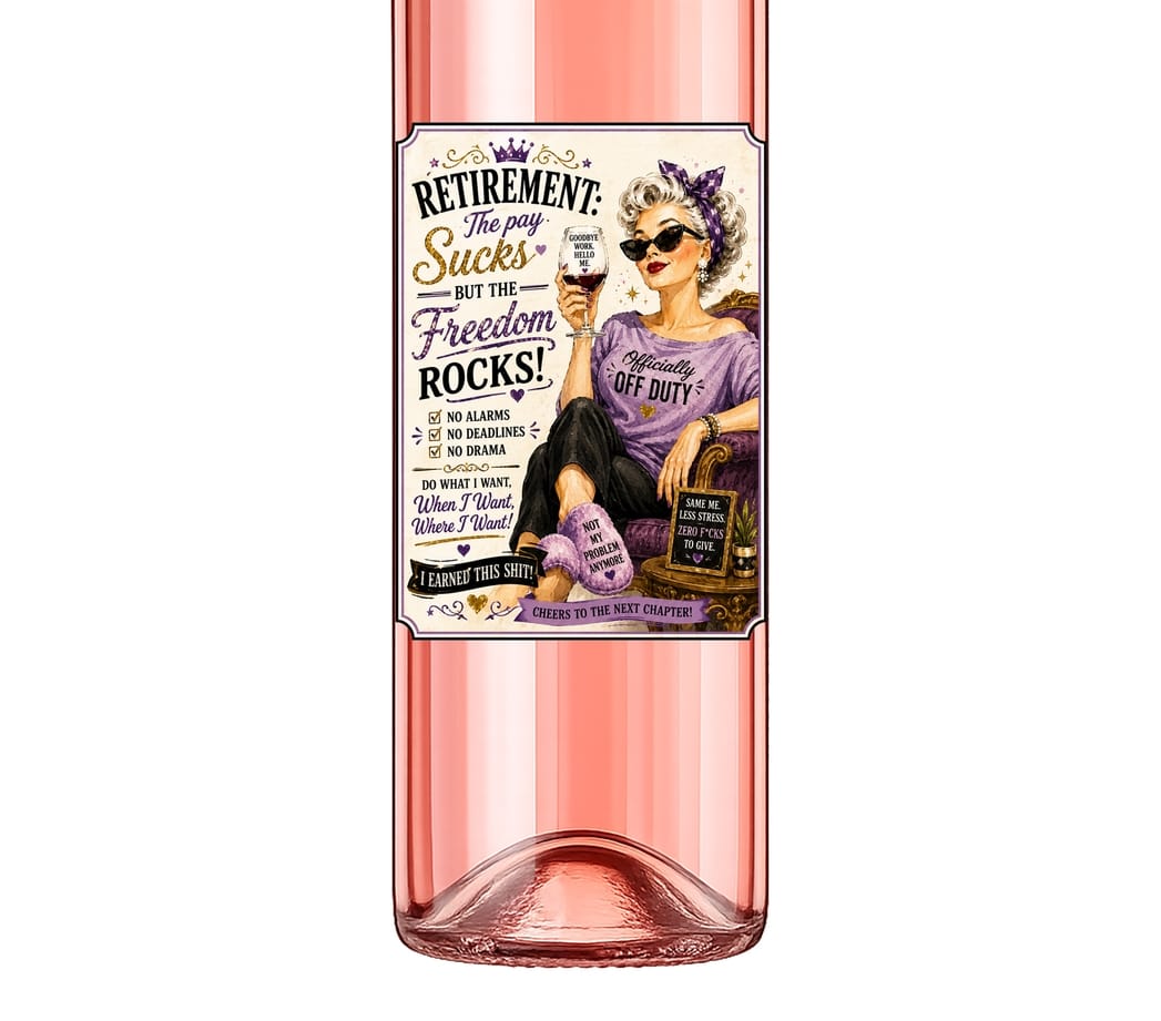 Sassy Vine Retirement Wine Label