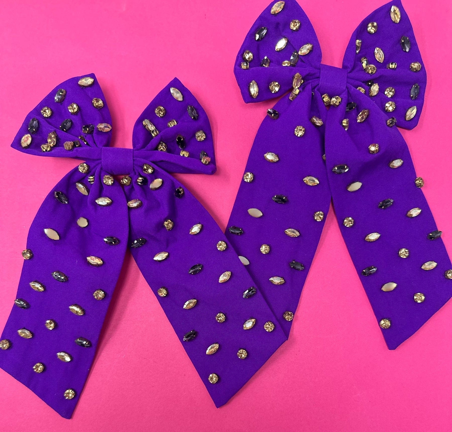 Golden Lily Purple & Gold Rhinestone Bow - Little Miss Muffin Children & Home