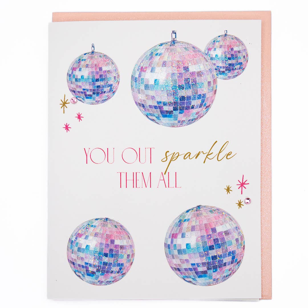Rhinestone & Glitter Disco Darling Disco Ball Birthday Card