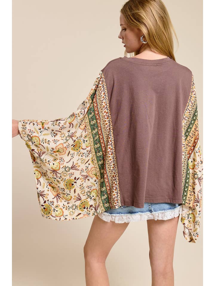 Rock N Roll Butterfly Graphic Kaftan Sleeve Top