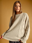Round Neck Cable Knit Sweater