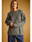 Round Neck Cable Knit Sweater