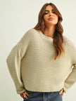 Round Neck Knit Sweater in French Oak