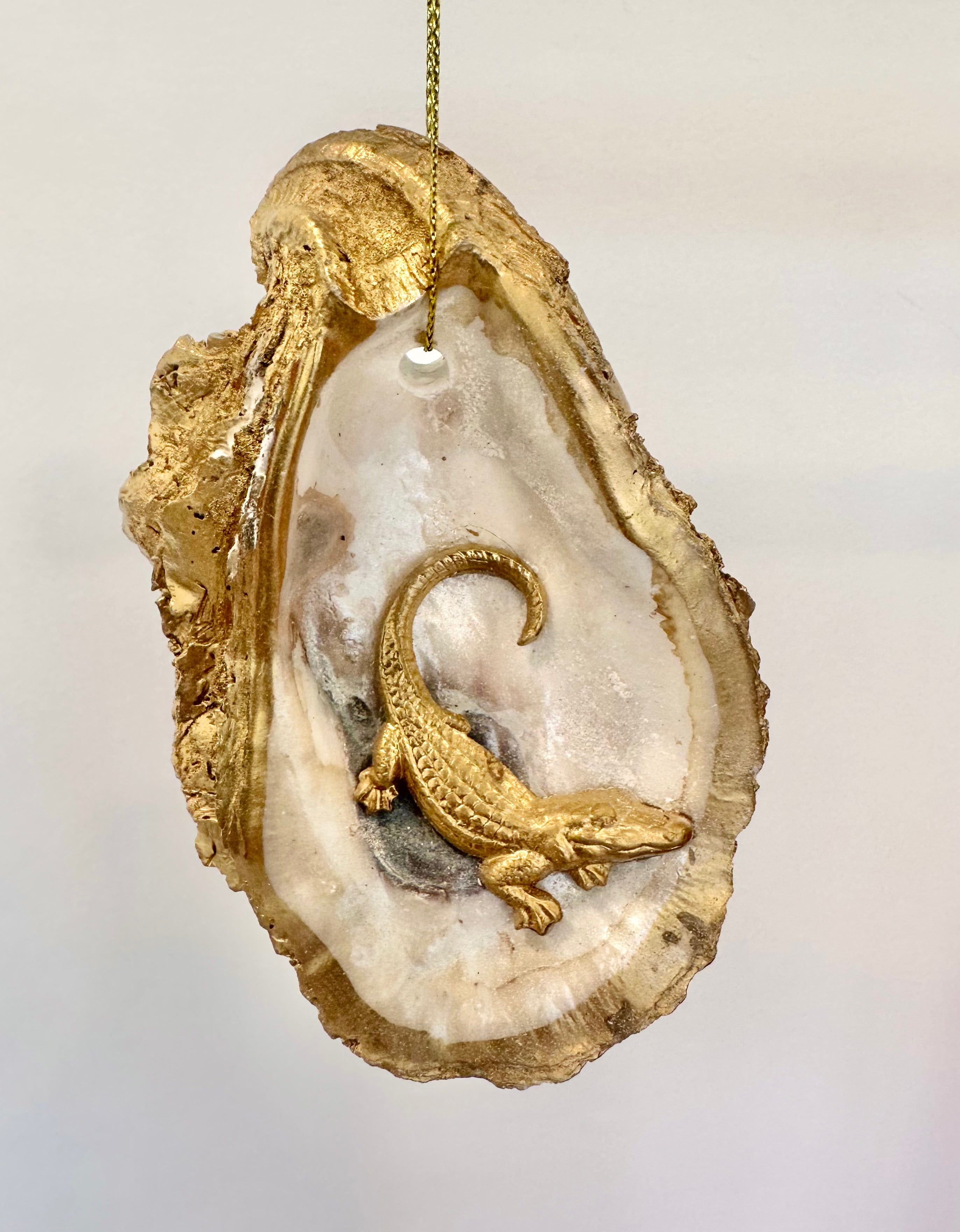 Roux Brands Roux Brands Handmade Oyster with Brass Alligator Ornament - Little Miss Muffin Children & Home