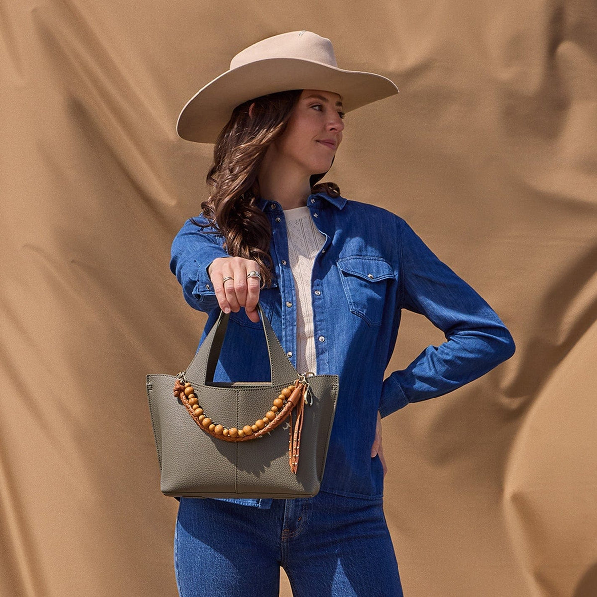 Hobo Vida Small Tote in Micro Pebbled Leather - Desert Palm - Little Miss Muffin Children & Home