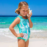 Shade Critters Shade Critters Mint Shells Girls Flip Sequin One Shoulder One Piece Swimsuit - Little Miss Muffin Children & Home