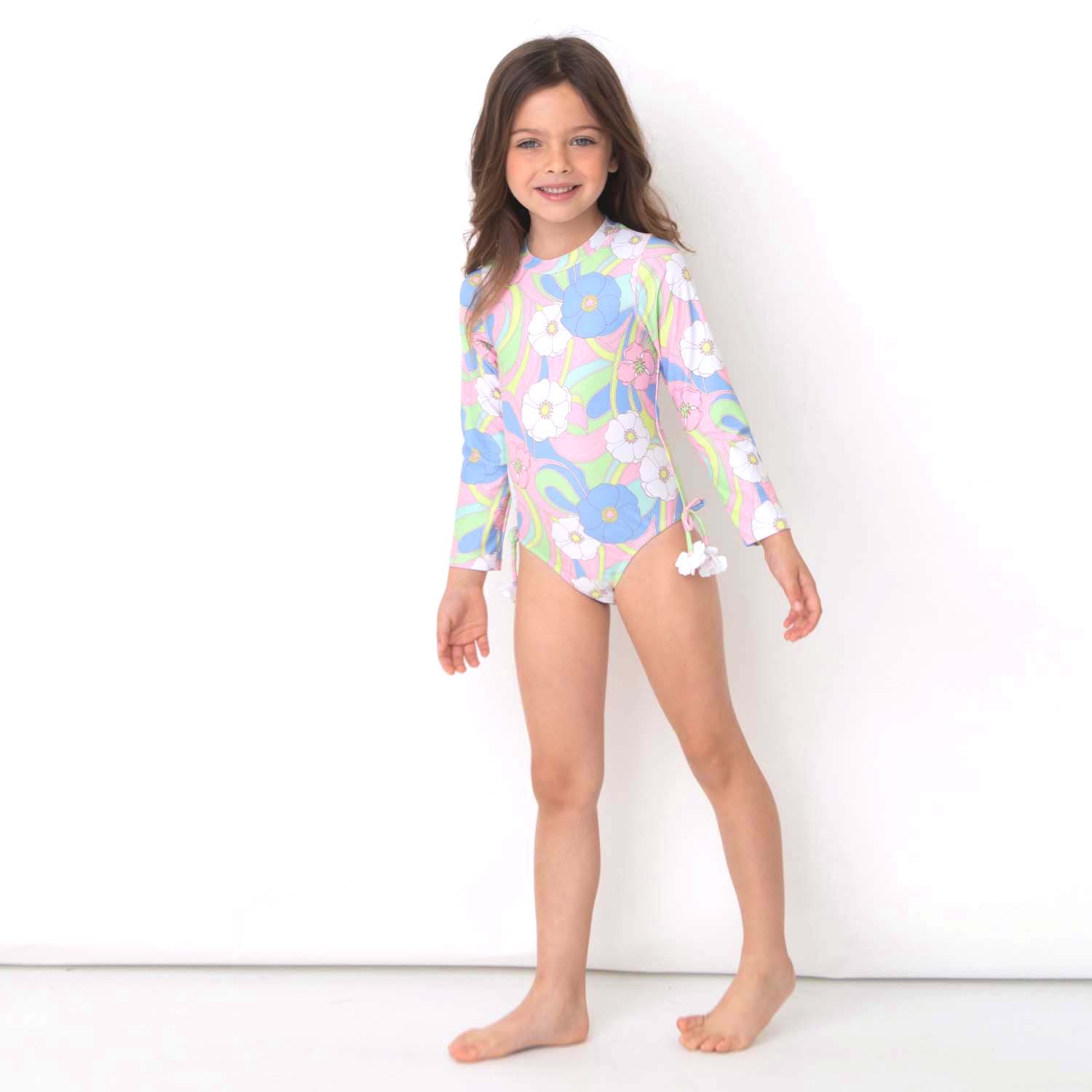 Shade Critters Shade Critters Groovy Daisy Swirl Girls One Piece Long Sleeve Swimsuit - Little Miss Muffin Children & Home