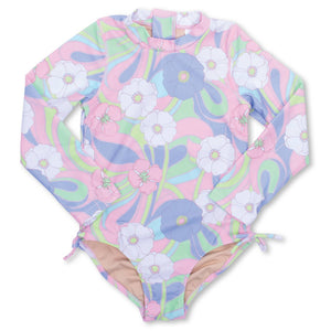 Shade Critters Shade Critters Groovy Daisy Swirl Girls One Piece Long Sleeve Swimsuit - Little Miss Muffin Children & Home