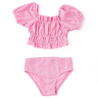 Pink Eyelet Smocked Puff Sleeve 2pc
