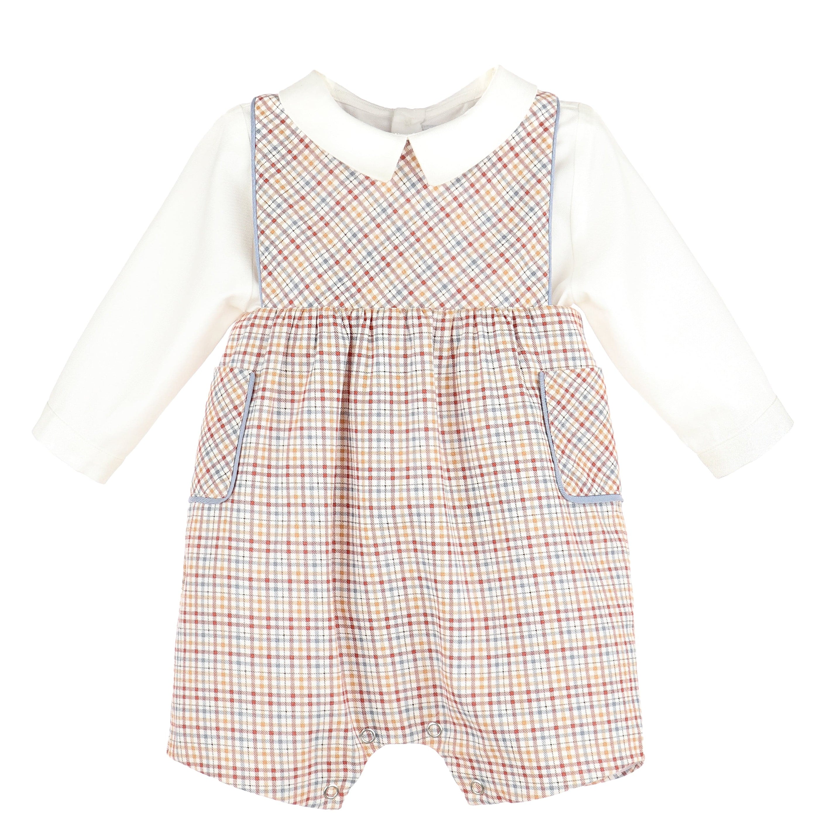 Casero & Associates Casero & Associates Maple Check Pocket Shortall Set, Print - Little Miss Muffin Children & Home