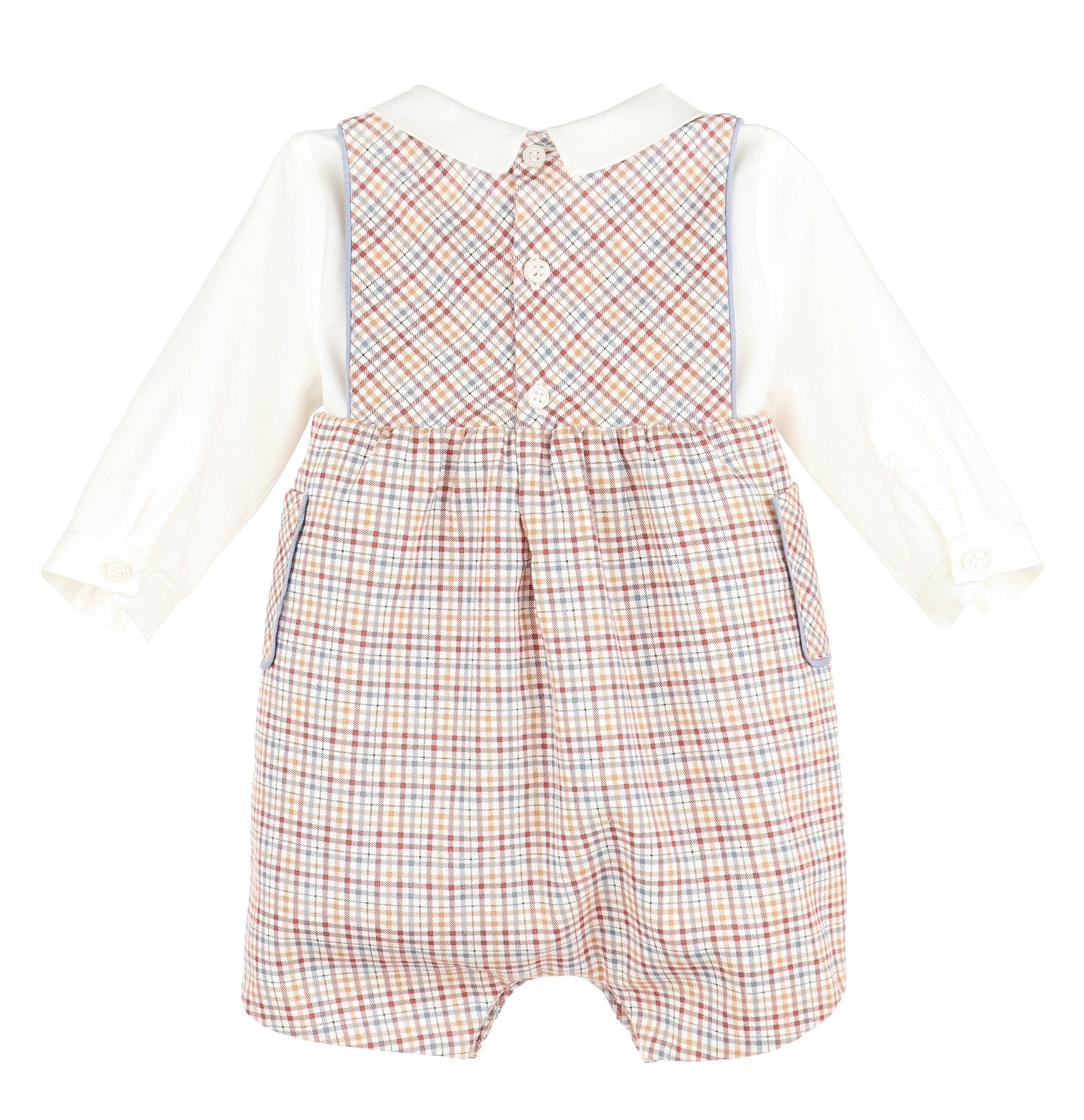 Casero & Associates Casero & Associates Maple Check Pocket Shortall Set, Print - Little Miss Muffin Children & Home