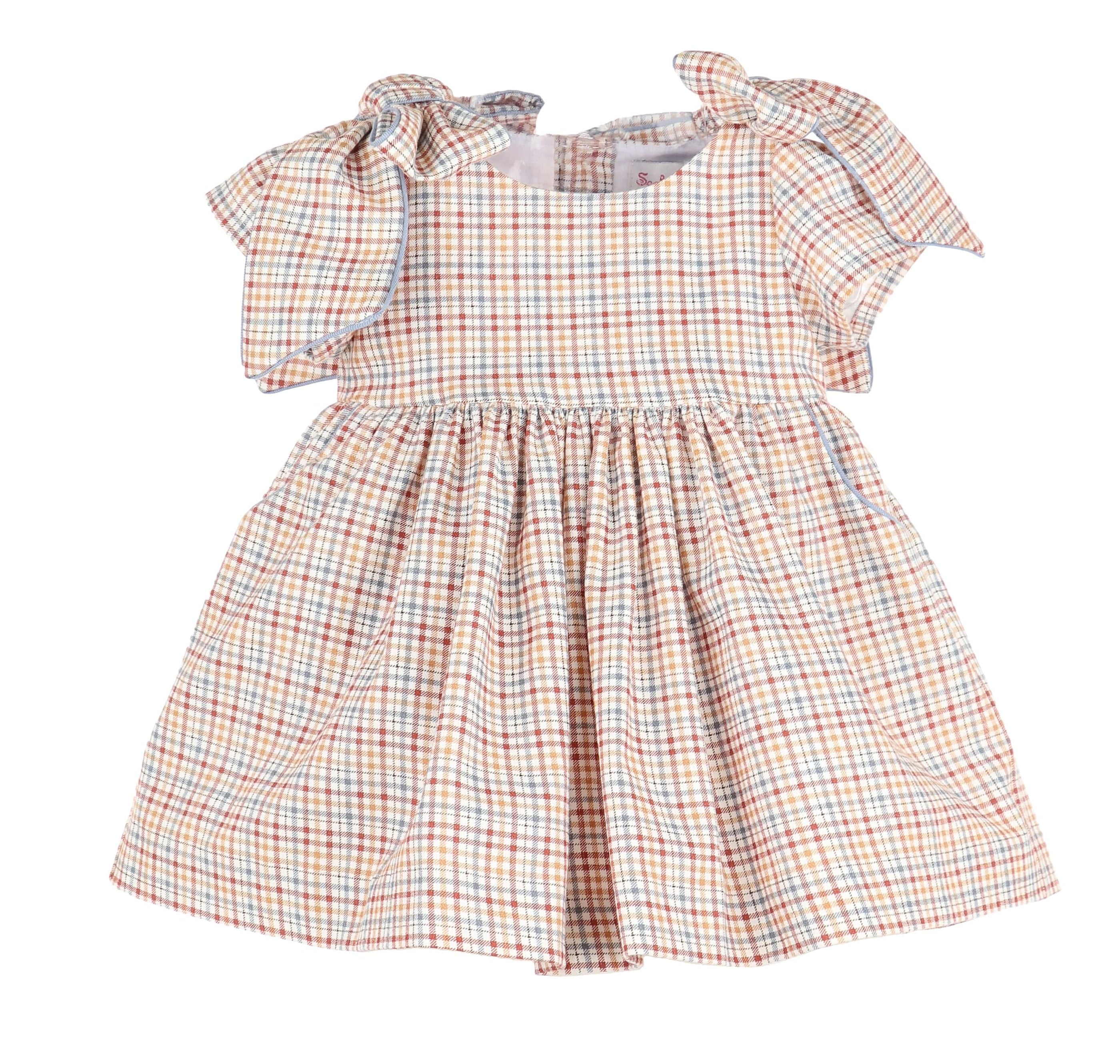 Casero & Associates Casero & Associates Maple Check Bow Dress, Print - Little Miss Muffin Children & Home