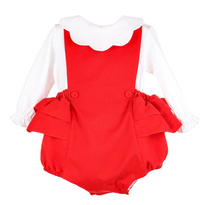 Casero & Associates Casero & Associates Timeless Tots Scallop Overall Set, Red - Little Miss Muffin Children & Home