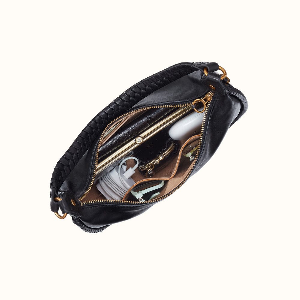 Large Mia Crescent Hobo Smooth Leather - Black