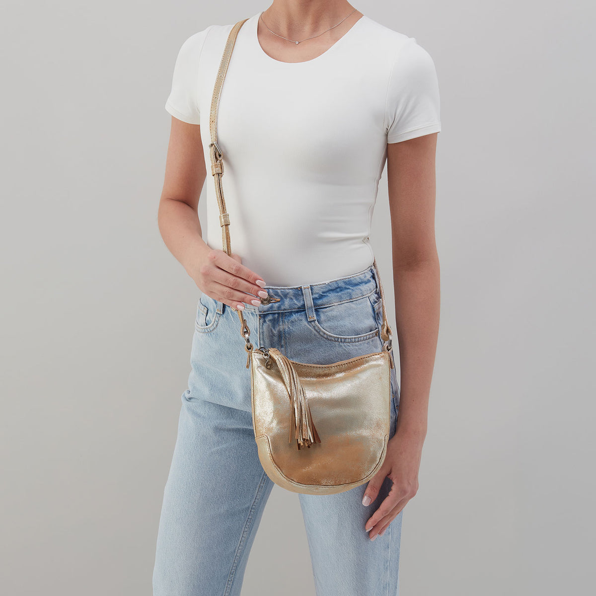 Hobo Lexi Crossbody In Pebbled Leather Saddle Stardust - Little Miss Muffin Children & Home