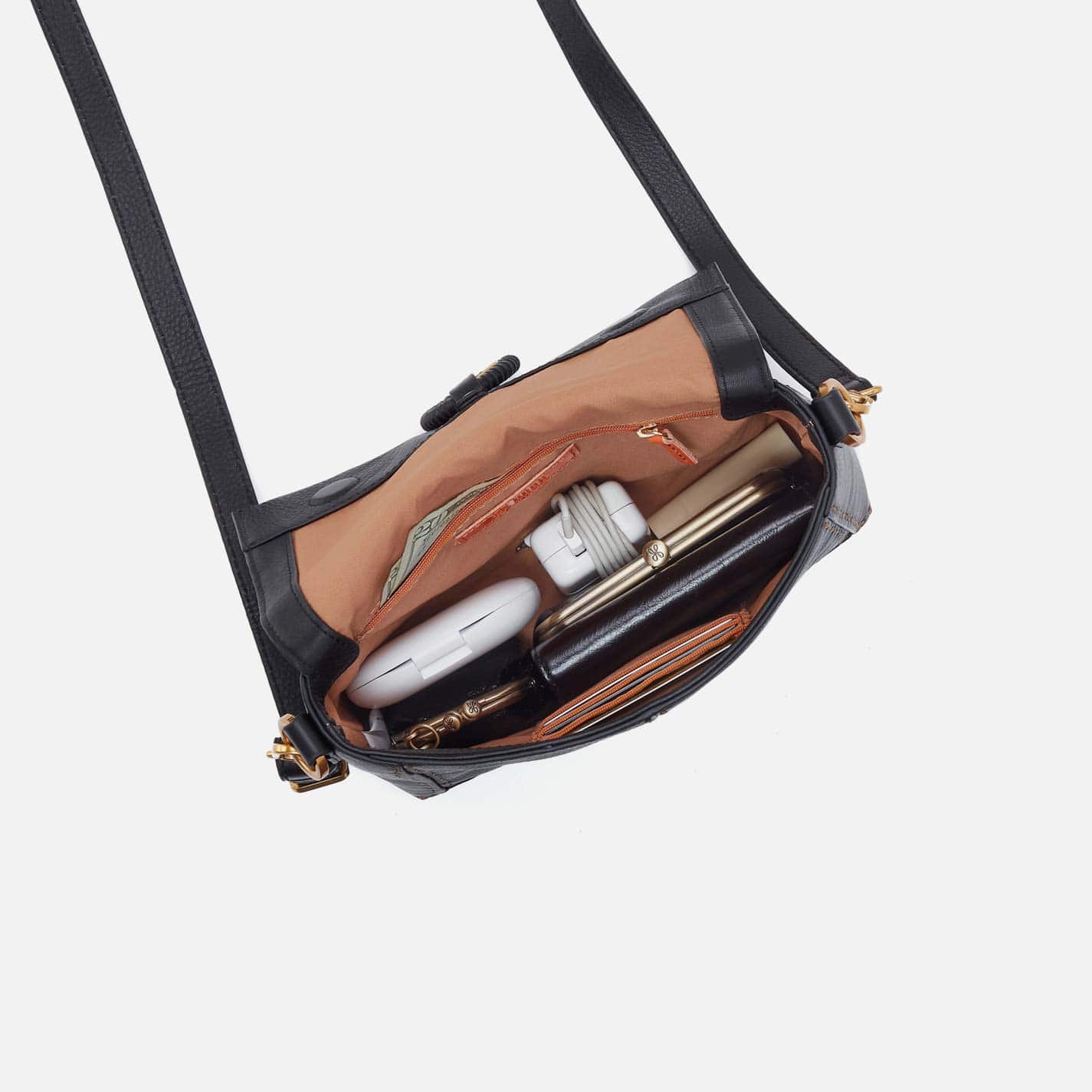 Hobo Austin Flap Crossbody in Pebbled Leather, Black - Little Miss Muffin Children & Home