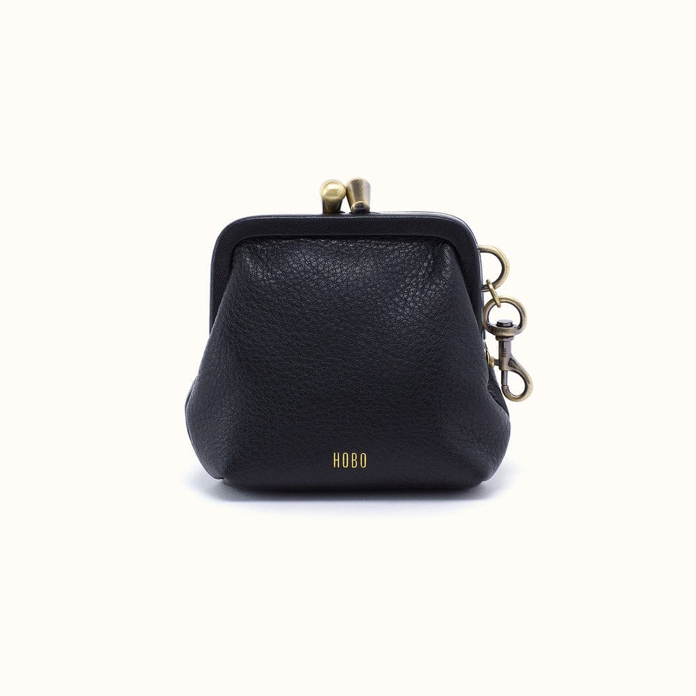 Alba Frame Clip Pouch in Pebbled Leather Black