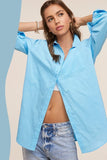 La Miel Button Down Poplin Shirt in Blue Bell