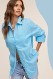 La Miel Button Down Poplin Shirt in Blue Bell